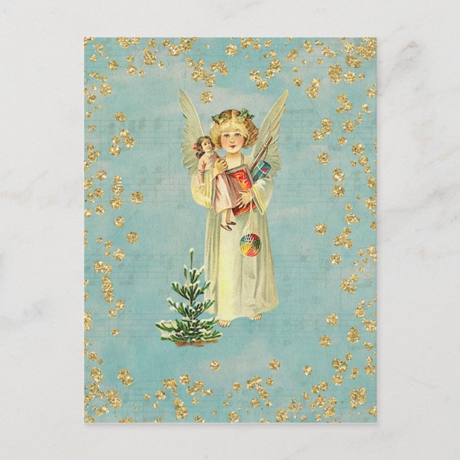Cartes Pour Fêtes Annuelles Ange de Noël Vintage (Devant)