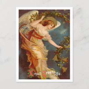 Cartes Pour Fêtes Annuelles Ange de Noël vintage, calligraphie de vœux de Noël