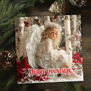 Cartes Pour Fêtes Annuelles ange de Noël vintage rouge blanc or saisonnier