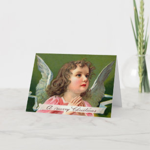 Cartes Pour Fêtes Annuelles Ange de prière avec bannière de Noël