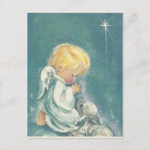 Cartes Pour Fêtes Annuelles Ange de prière de Noël vintage