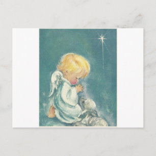 Cartes Pour Fêtes Annuelles Ange de prière de Noël Vintage