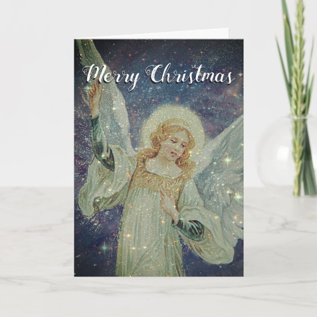 Cartes Pour Fêtes Annuelles Ange de Starlight de Joyeux Noël (Devant)