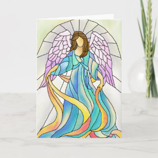 Cartes Pour Fêtes Annuelles Ange en verre souillé