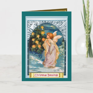 Cartes Pour Fêtes Annuelles Ange et arbre de Noël