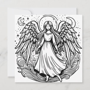 Cartes Pour Fêtes Annuelles Ange gardien d'art à colorier