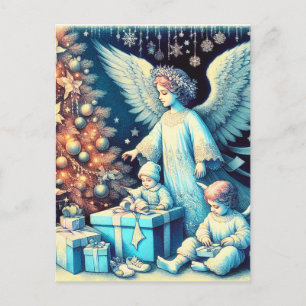 Cartes Pour Fêtes Annuelles Ange gardien vintage avec des enfants