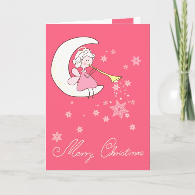 Cartes Pour Fêtes Annuelles Ange jouant la trompette (Devant)