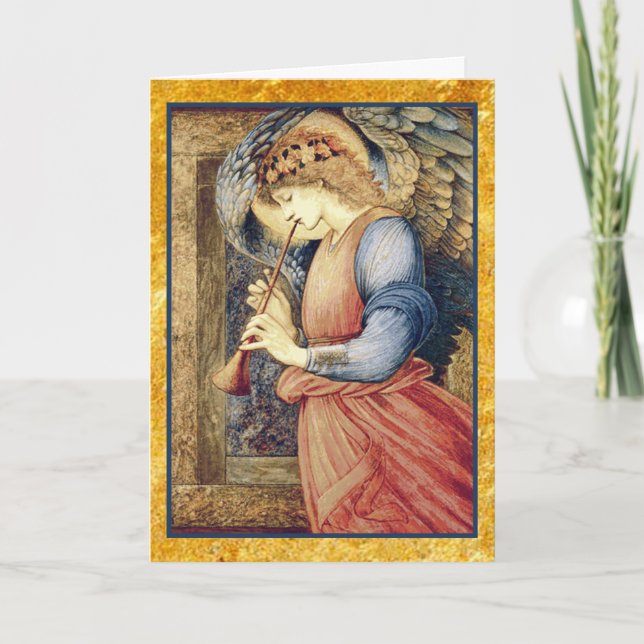 Cartes Pour Fêtes Annuelles Ange jouant Noël de flageolet (Devant)