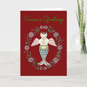 Cartes Pour Fêtes Annuelles ange mermaid cat