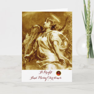 Cartes Pour Fêtes Annuelles ANGE ROMANTIQUE, PEUR, SEPIA BROWN Noël BLANC