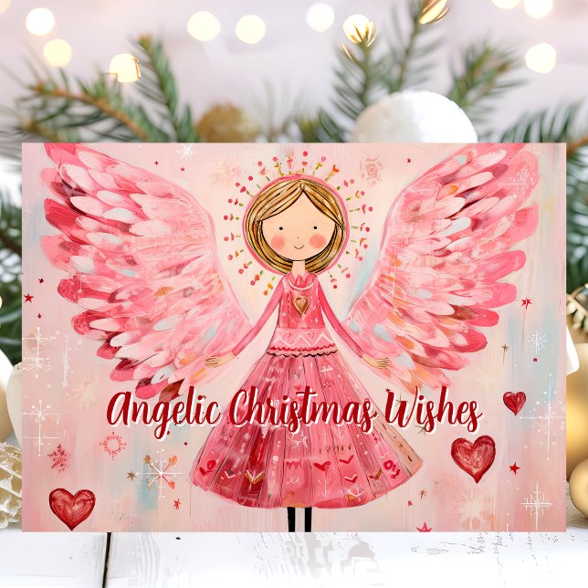 Cartes Pour Fêtes Annuelles Ange rose (Créateur téléchargé)