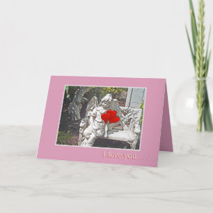 Cartes Pour Fêtes Annuelles Ange sur banc/ Amour de la Saint-Valentin