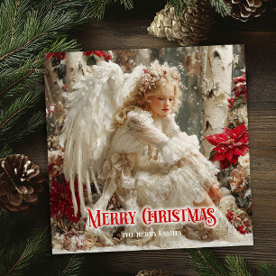 Cartes Pour Fêtes Annuelles ange victorien beau rouge blanc or hiver