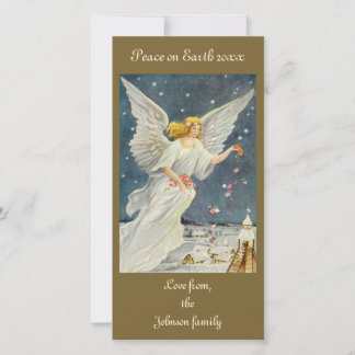 Cartes Pour Fêtes Annuelles Ange victorien de Noël Vintage avec étoiles Rose