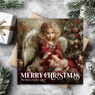 Cartes Pour Fêtes Annuelles Ange victorien intemporel Noël vert et or
