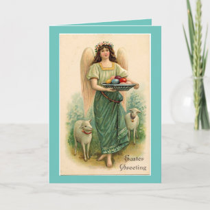 Cartes Pour Fêtes Annuelles Ange Vintage Avec Agneaux
