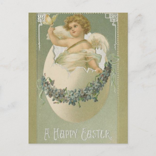 Cartes Pour Fêtes Annuelles Ange vintage de Pâques (Devant)