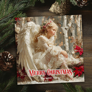 Cartes Pour Fêtes Annuelles ange vintage victorien poinsettias rouges vacances