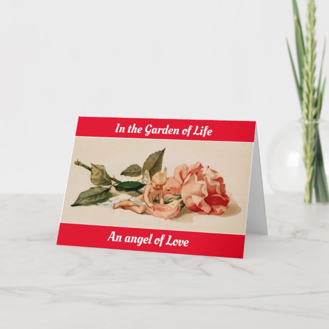 Cartes Pour Fêtes Annuelles Angel Avec Rose Valentine Pour Une Femme (Devant)