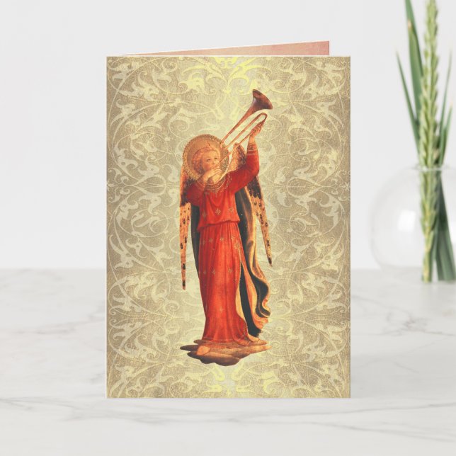 Cartes Pour Fêtes Annuelles Angel avec trompette (Devant)