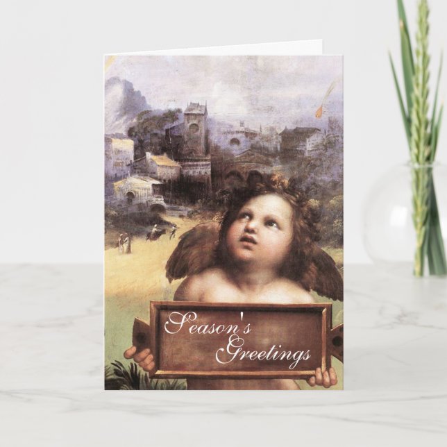 Cartes Pour Fêtes Annuelles ANGEL, Cherub ailé, Rubis rouge, Parchemin (Devant)