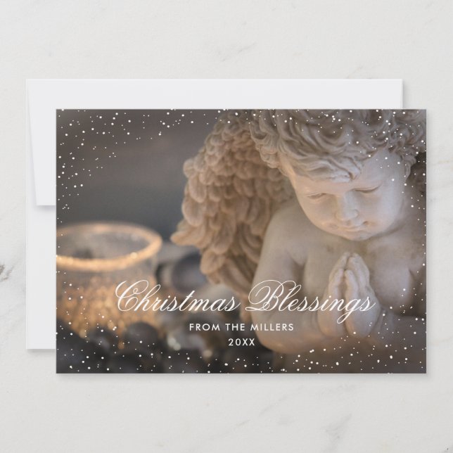 Cartes Pour Fêtes Annuelles Angel Christian Christmas Winter Holiday Cards (Devant)
