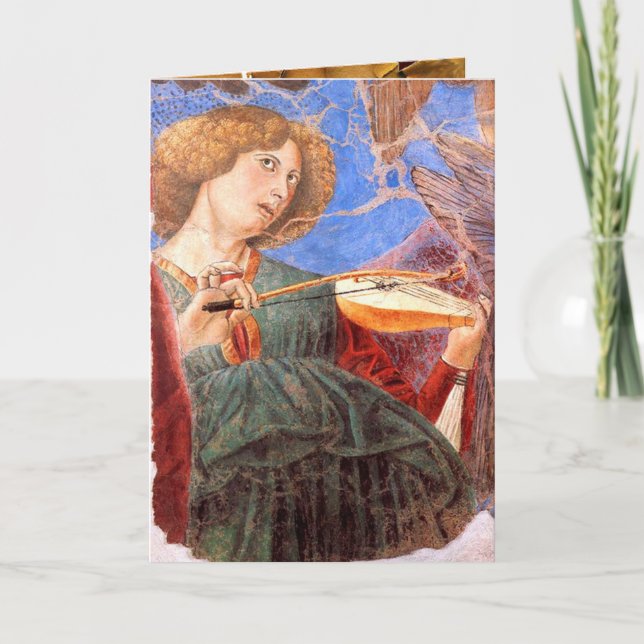 Cartes Pour Fêtes Annuelles ANGEL MUSICIEN, Parchemin (Devant)