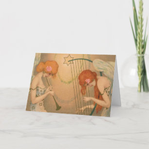 Cartes Pour Fêtes Annuelles Angel Musiciens musique Vintage Noël victorien