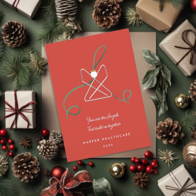 Cartes Pour Fêtes Annuelles Angel Paperclip Personnel du bureau (Créateur téléchargé)