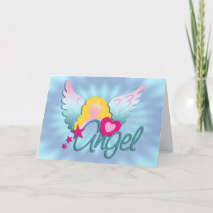 Cartes Pour Fêtes Annuelles Angels Love brillance bleue