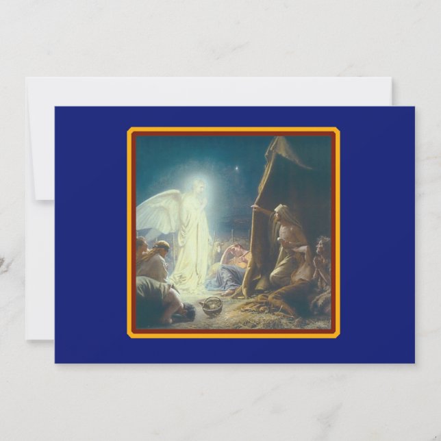 Cartes Pour Fêtes Annuelles Angels Visite Bergers Noël Customisé (Devant)