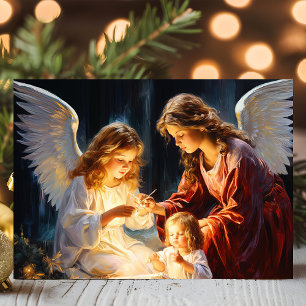 Cartes Pour Fêtes Annuelles Anges avec l'Enfant Noël Nativité