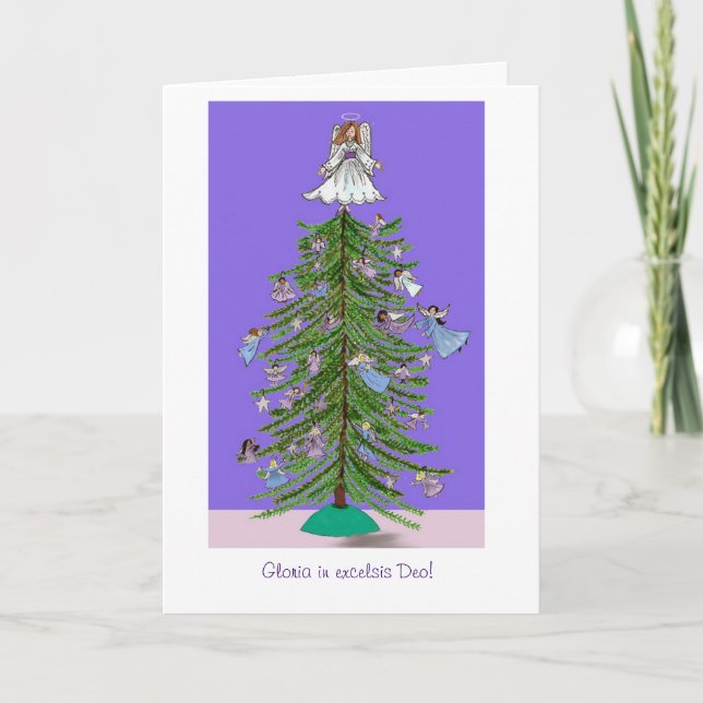 Cartes Pour Fêtes Annuelles Anges d'arbre de Noël (Devant)