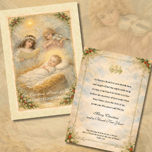 Cartes Pour Fêtes Annuelles Anges de Jésus bébé religieux Écriture