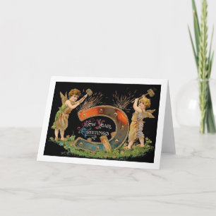 Cartes Pour Fêtes Annuelles Anges de la forge de la nouvelle année Vintage