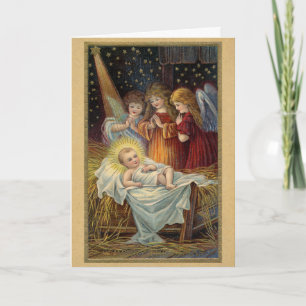 Cartes Pour Fêtes Annuelles Anges de la Nativité de Noël à l'époque victorienn