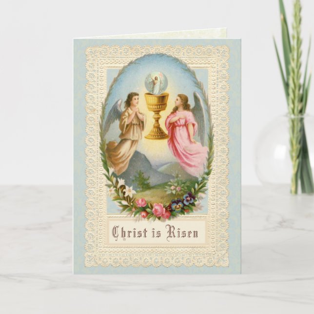 Cartes Pour Fêtes Annuelles Anges de la résurrection de Pâques Jésus catholiqu (Devant)