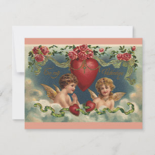 Cartes Pour Fêtes Annuelles Anges de la Saint-Valentin vintages au paradis