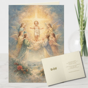 Cartes Pour Fêtes Annuelles Anges de Noël adorant l'Enfant Jésus