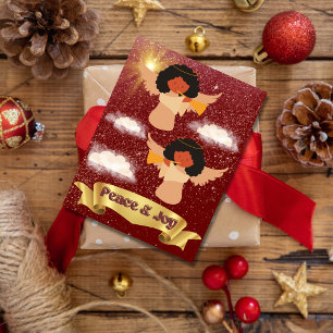 Cartes Pour Fêtes Annuelles Anges de Noël afro-américains Paix et Joie