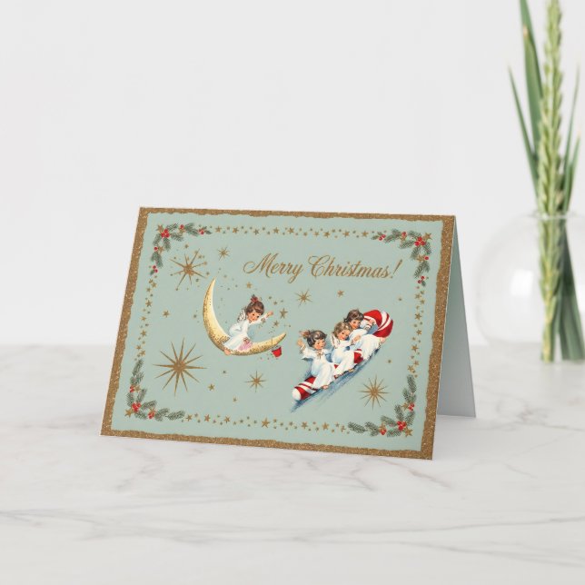 Cartes Pour Fêtes Annuelles Anges de Noël vintage   (Devant)