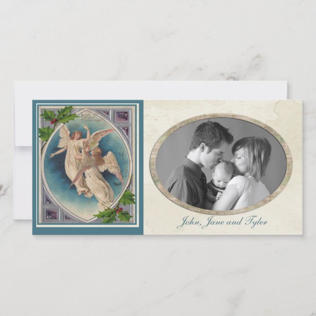 Cartes Pour Fêtes Annuelles Anges de Noël Vintage (Devant)