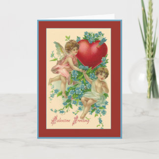 Cartes Pour Fêtes Annuelles Anges et salutations vintages de Valentine de