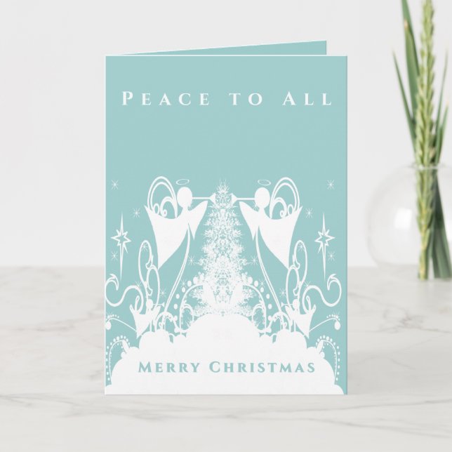Cartes Pour Fêtes Annuelles Anges sur le vert (Devant)
