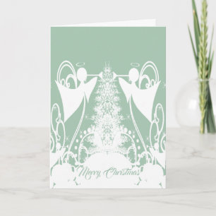 Cartes Pour Fêtes Annuelles Anges sur le vert