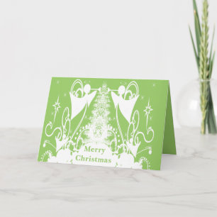 Cartes Pour Fêtes Annuelles Anges sur Vert