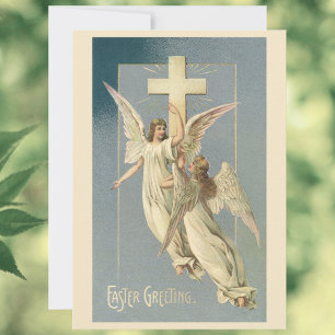 Cartes Pour Fêtes Annuelles Anges victoriens avec Croix, Pâques Vintages