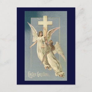 Cartes Pour Fêtes Annuelles Anges victoriens avec Croix, Pâques Vintages