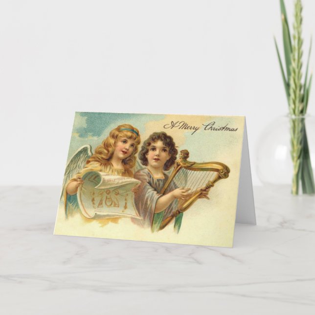 Cartes Pour Fêtes Annuelles Anges vintages (Devant)